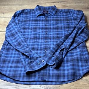 Men’s UNTUCKit Navy and Black Checkered Wrinkle Free Walton Shirt Size XL